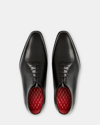 Black Wholecut Oxford Dress Shoe with Rubber Half Soles